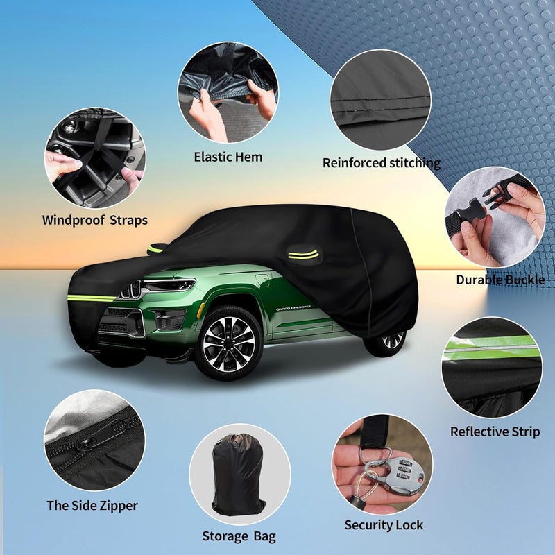 ATBKJ Waterproof Car Covers Fit for 2010-2025 Jeep Grand Cherokee (Black) Custom Heavy Duty Waterproof All Weather Protection Outdoor - Image 2